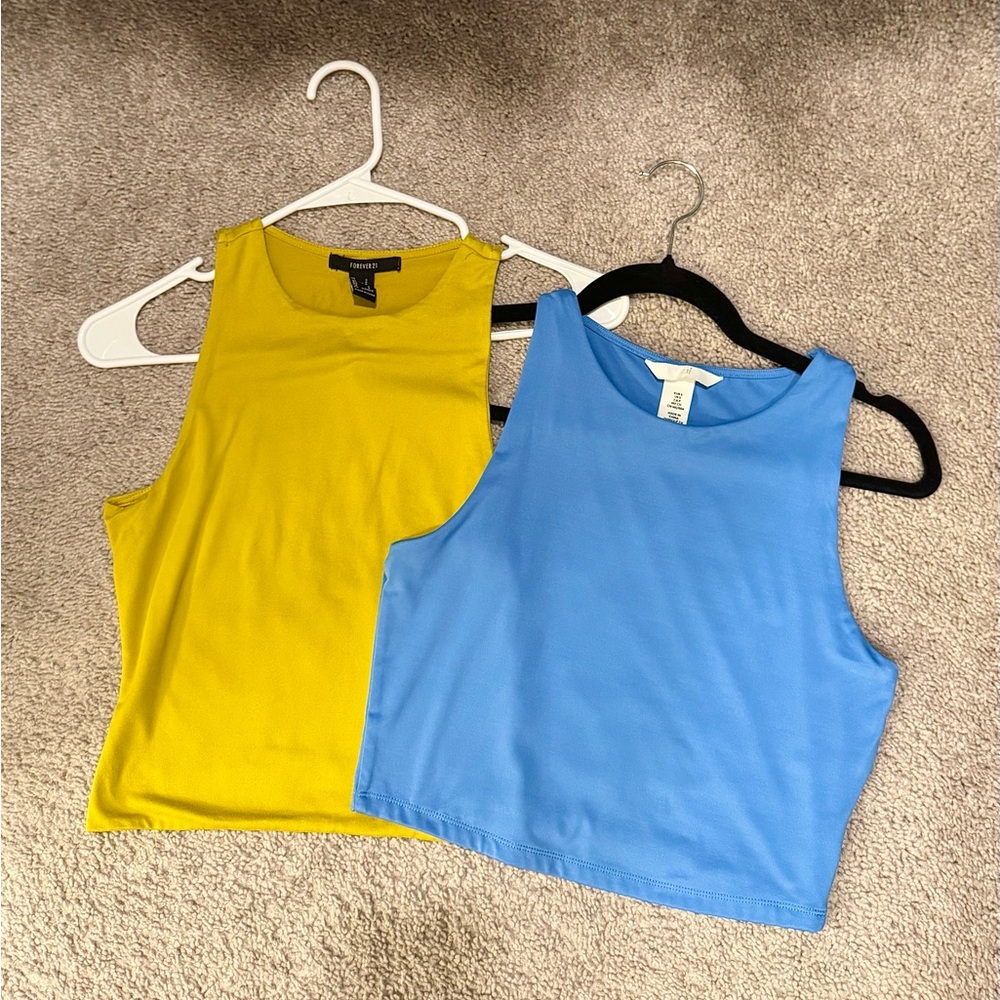 H&M Yellow and Blue Crop Tops